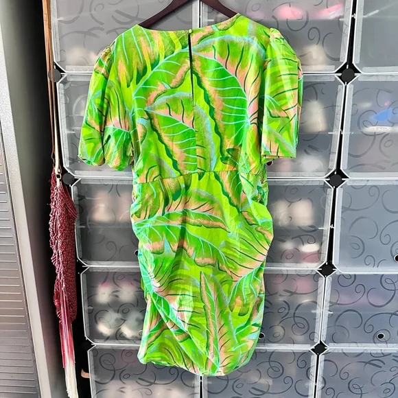NWT Farm Rio Mini Dress Tight Bodycon Tropical Vacation Resort Beach Green  2X Women